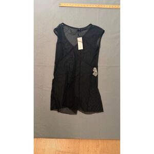 Zarely Black Sheer Mesh V-Neck Sleeveless Dance Cover Up romper  NWT